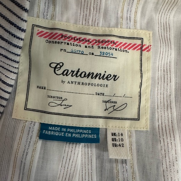 Anthropology Cartonier, Blue and White Striped Blazer by anthropology - Picture 6 of 16